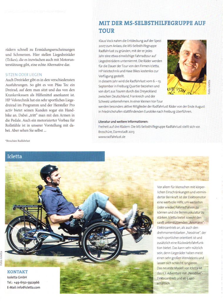 ICLETTA unterstützt die Radfahrlust mit Liegedreirädern für die jährliche Tour